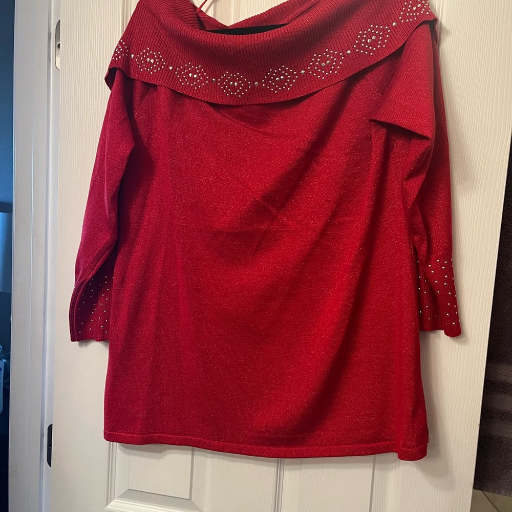 Kathy Ireland Vibrant Red Knit Top